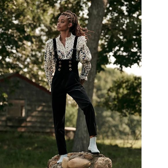 Anthropologie Buttoned Pinafore Jumpsuit   new - Picture 2 of 3